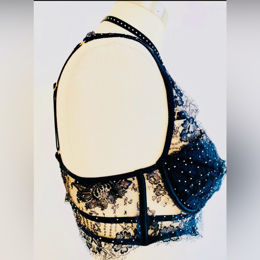 Agent Provocateur Black Swarovski Crystal Lace Bra & SZ-3 Panty, LIMITED EDITION - Picture 8 of 11